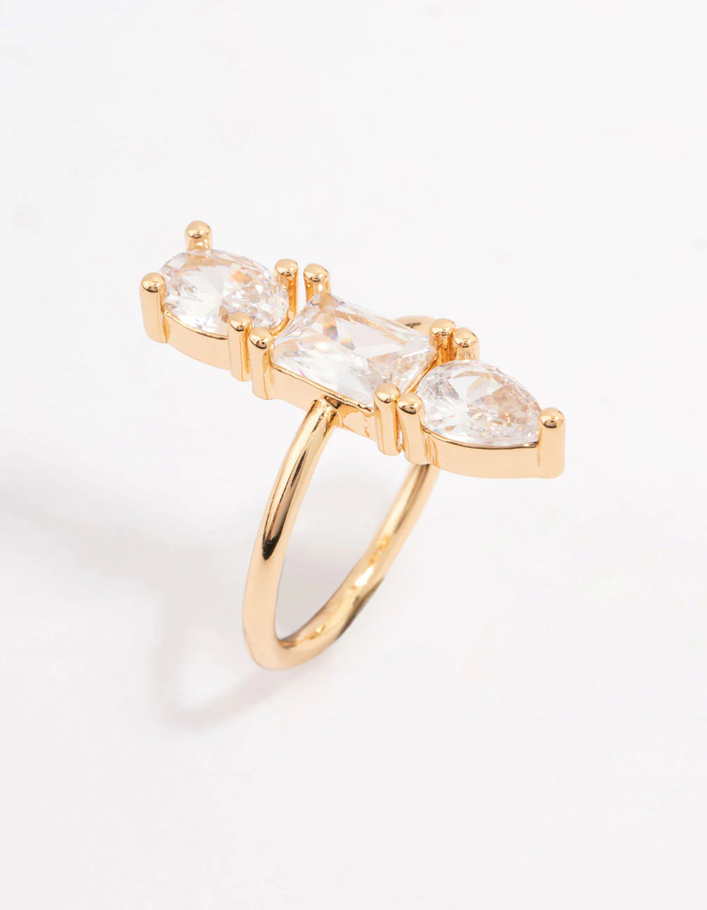 Gold Plated Linear Cubic Zirconia Row Ring - Image 2