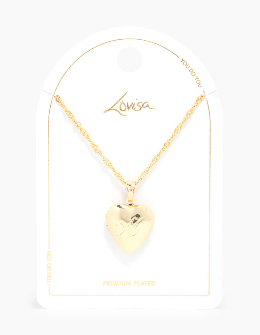 Gold Plated M Heart Locket Necklace - Image 3