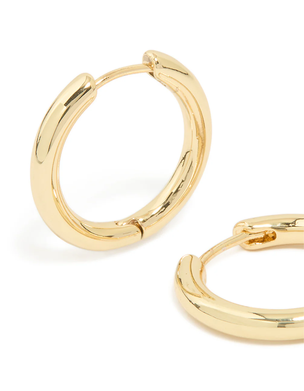 Gold Plated Medium Thick Hoop Earrings - Image 3
