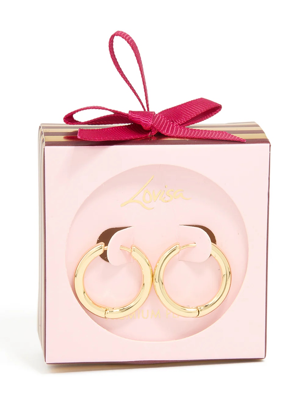Gold Plated Medium Thick Hoop Earrings - Image 5