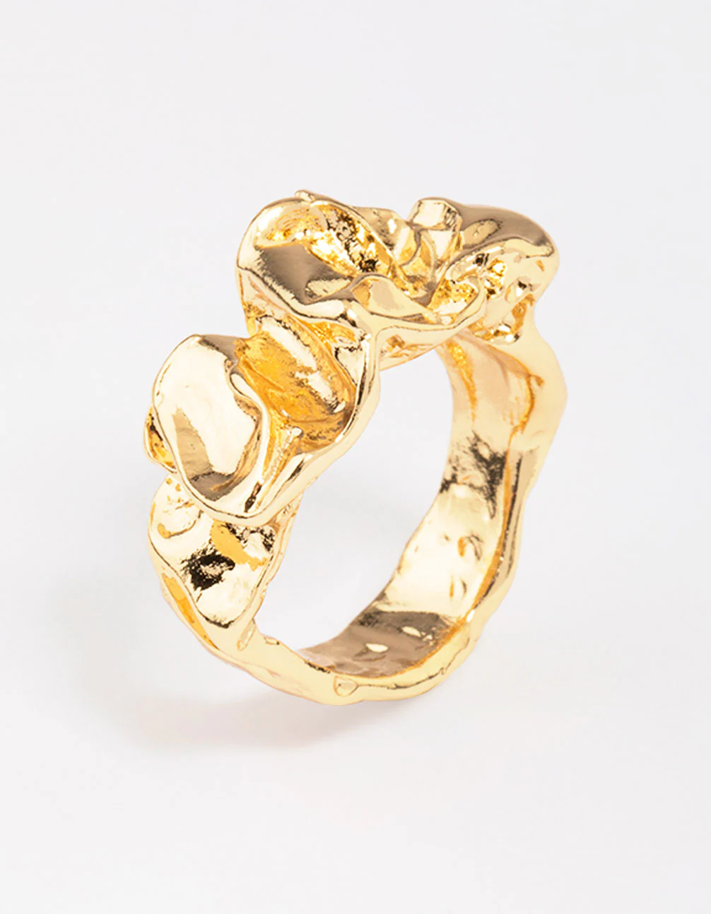 Gold Plated Melted Metal Band Ring - Image 2