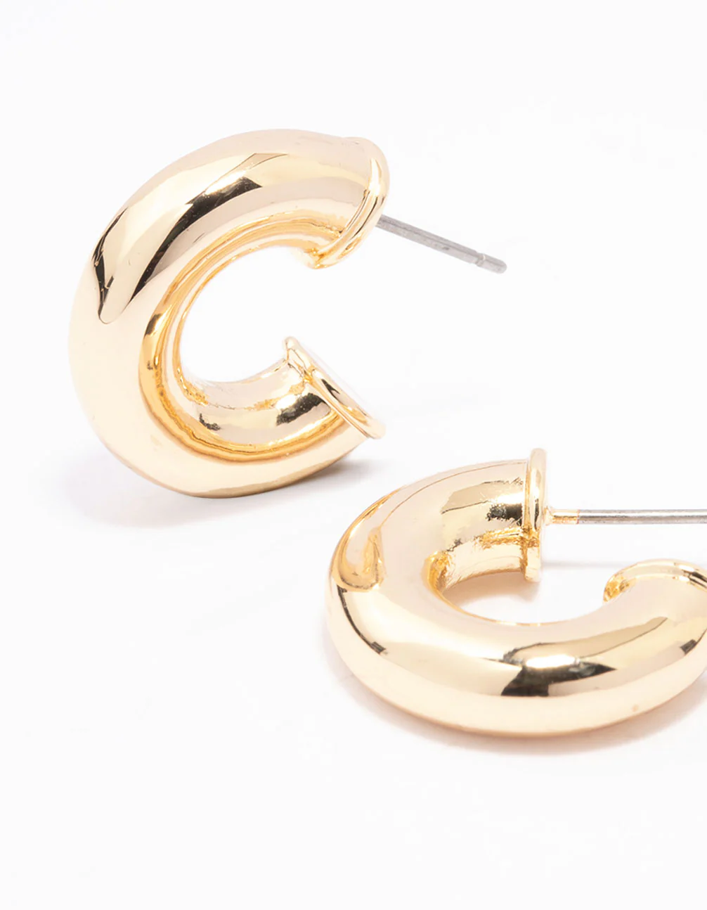 Gold Plated Mini Chunky Hoop Earrings - Image 2