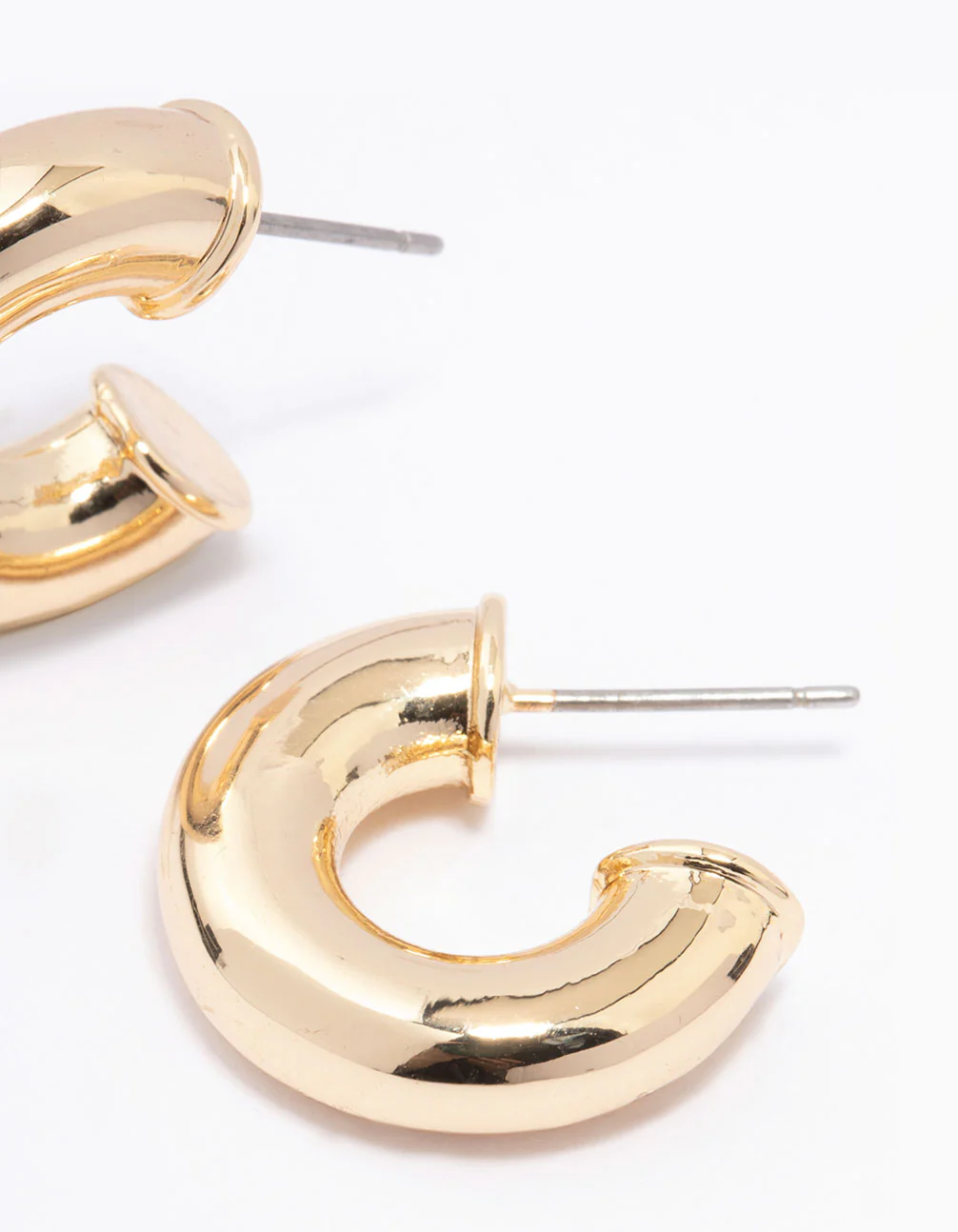 Gold Plated Mini Chunky Hoop Earrings - Image 3
