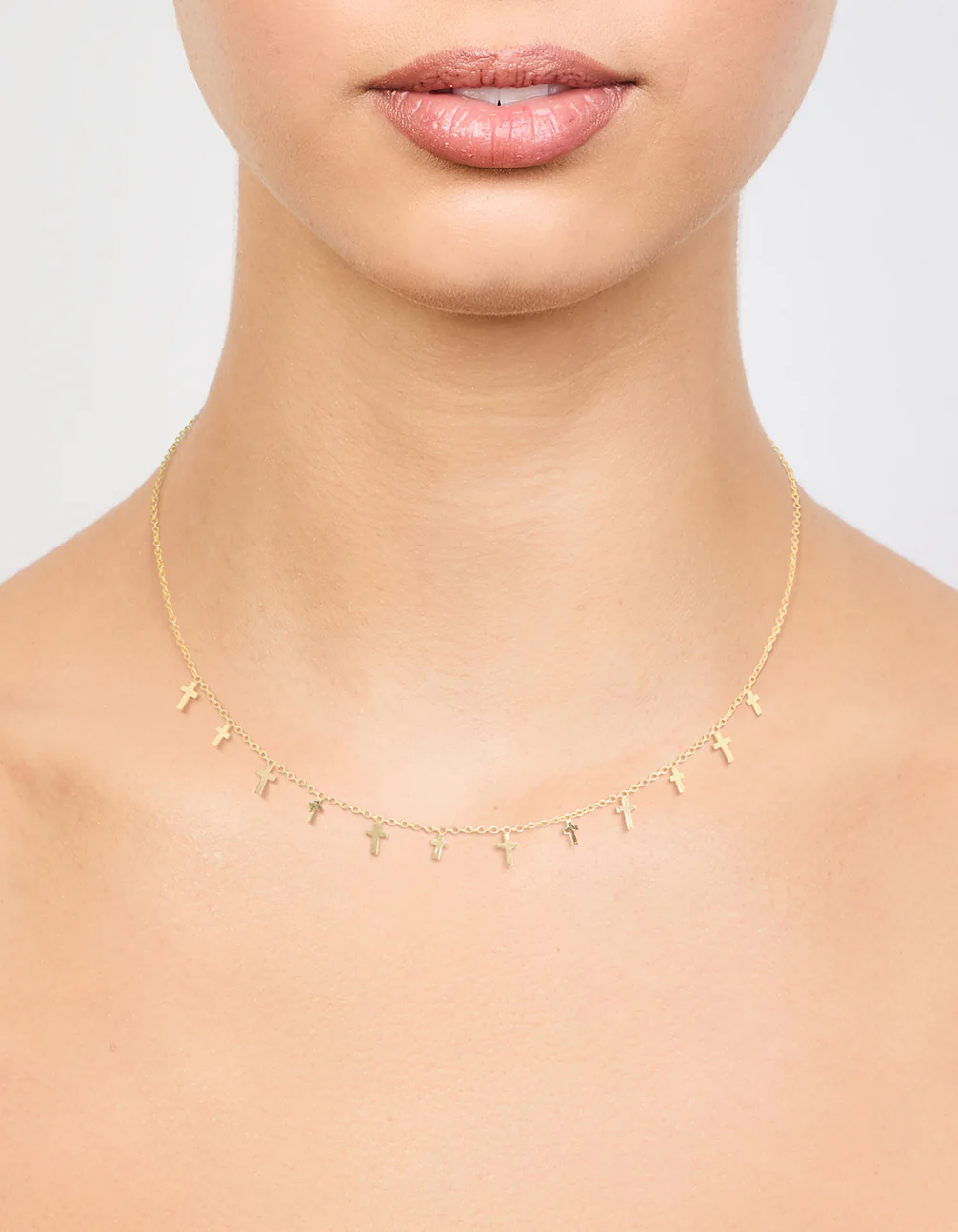 Gold Plated Mini Cross Charm Necklace - Image 2