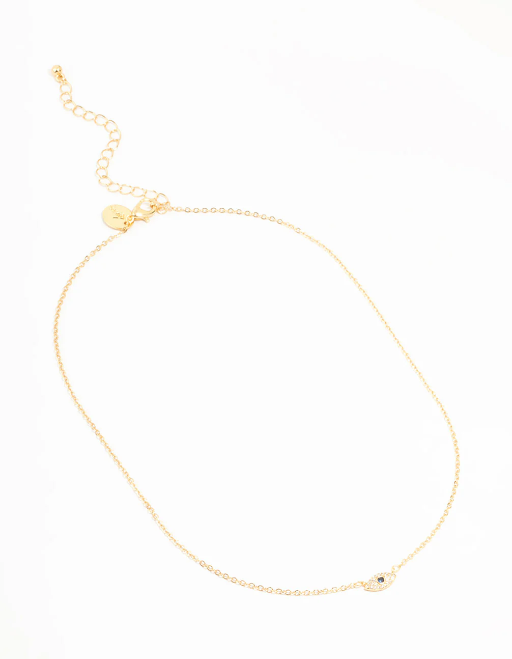 Gold Plated Mini Cubic Zirconia Evil Eye Necklace - Image 2