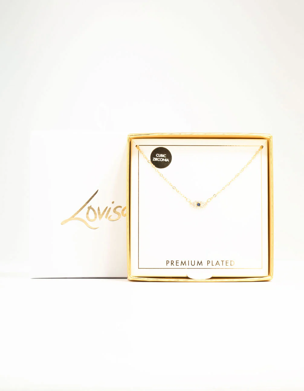 Gold Plated Mini Cubic Zirconia Evil Eye Necklace - Image 3