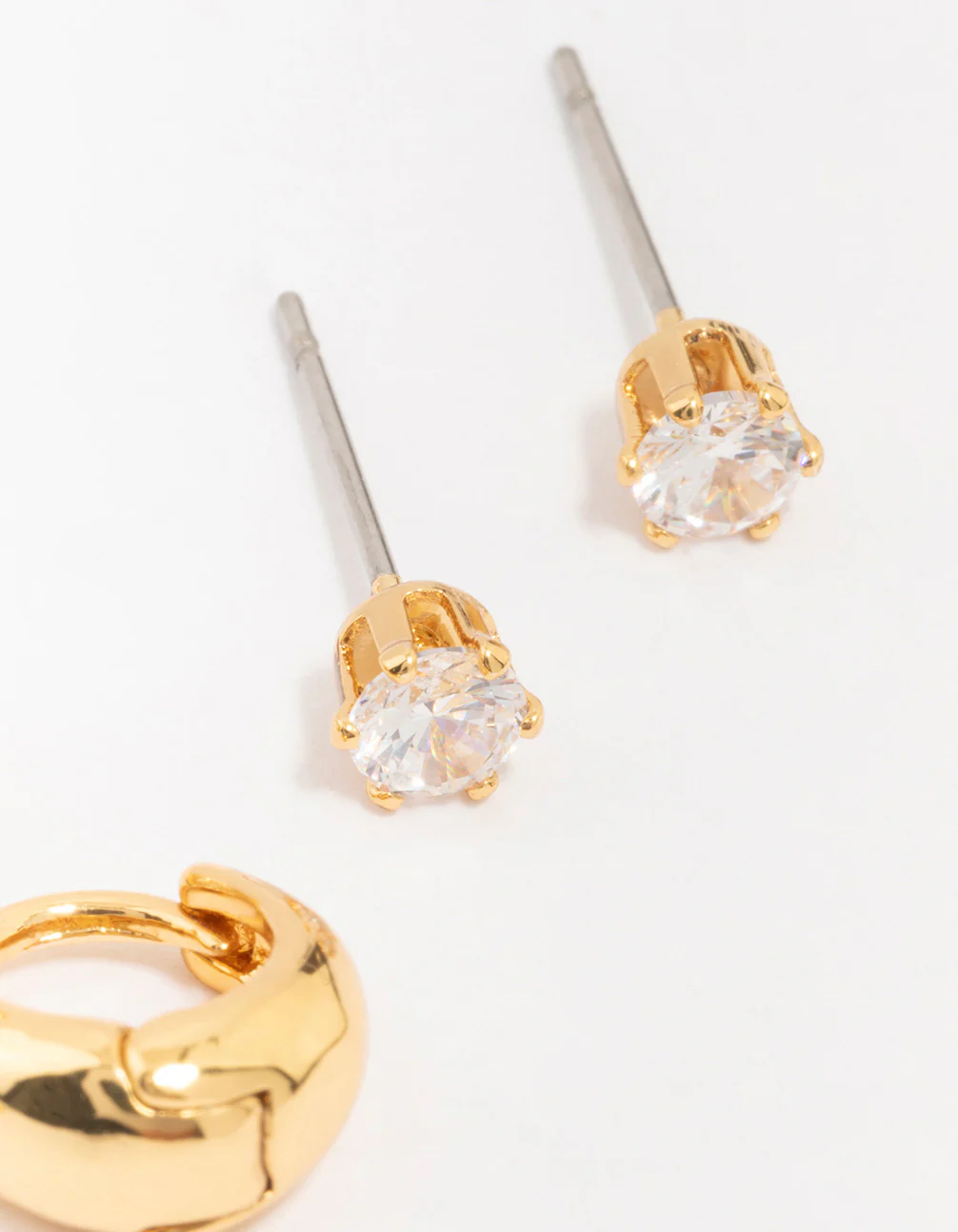 Gold Plated Brass Mini Hoop Earring 3-Pack - Image 3