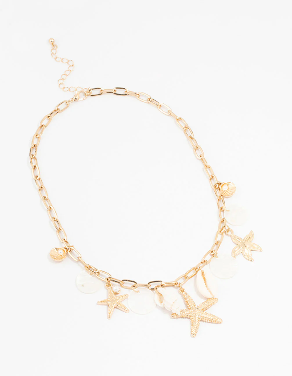 Gold Plated Mixed Charm Shell And Stone Necklace - Image 2