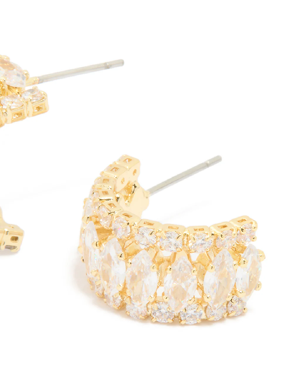 Gold Plated Mixed Cubic Zirconia Medium Hoop Earrings - Image 5