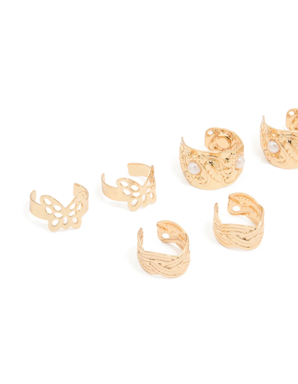 Gold Plated Mixed Ear Cuffs 8-Pack - Image 2