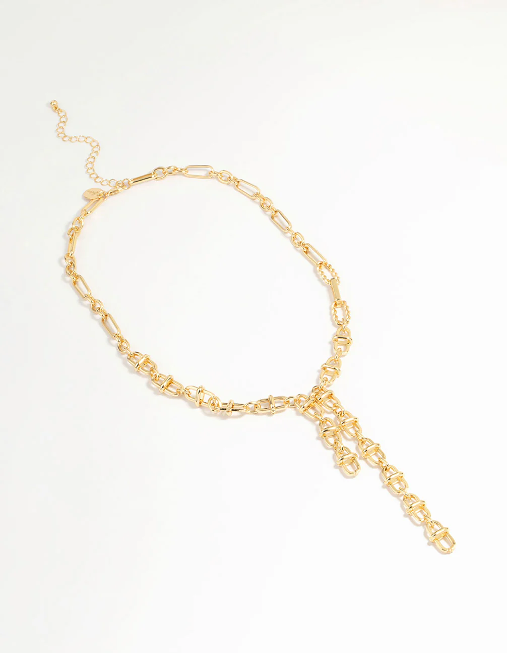Gold Plated Mixed Link Y-Necklace - Image 2