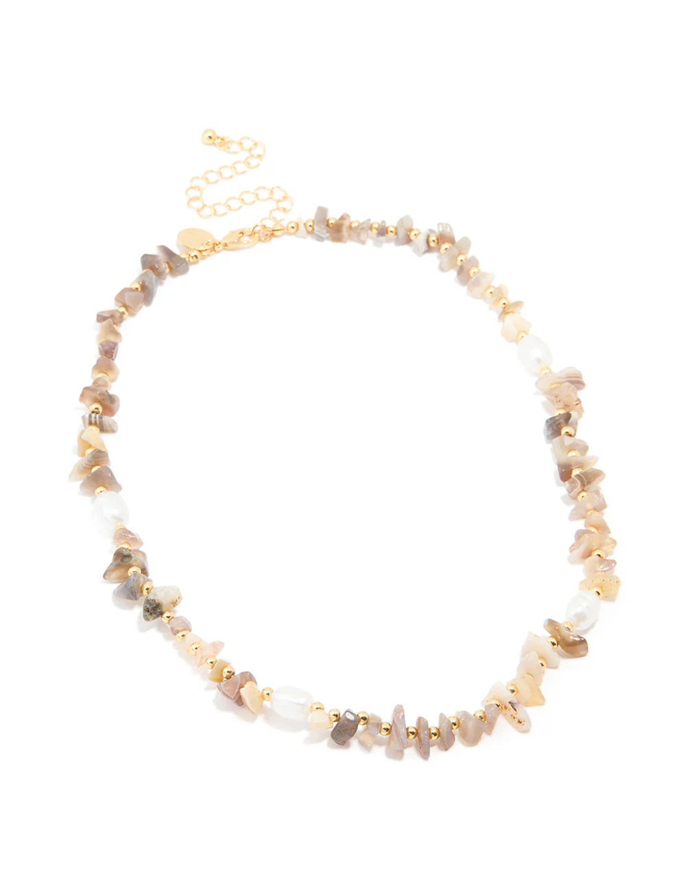 Gold Plated Mixed Semi Precious Stone Pearl Chip Necklace - Image 4