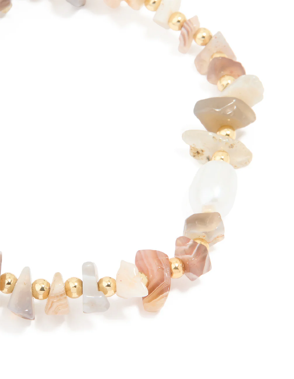 Gold Plated Mixed Semi Precious Stone & Pearl Stretch Bracelet - Image 2