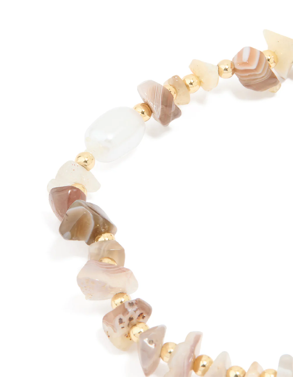 Gold Plated Mixed Semi Precious Stone & Pearl Stretch Bracelet - Image 3