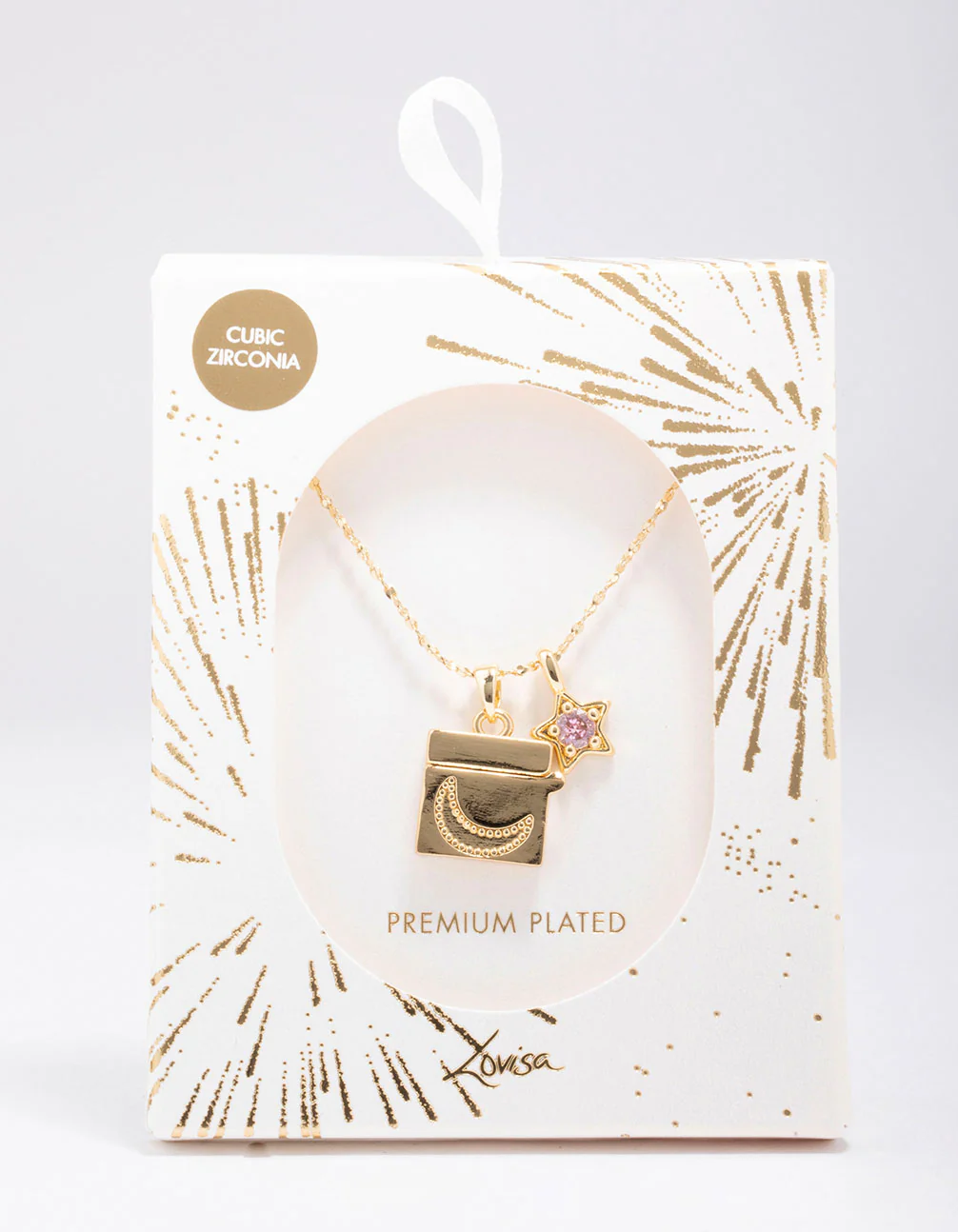 Gold Plated Moon Pendant Necklace - Image 2