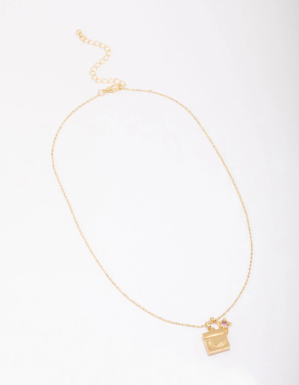 Gold Plated Moon Pendant Necklace - Image 3