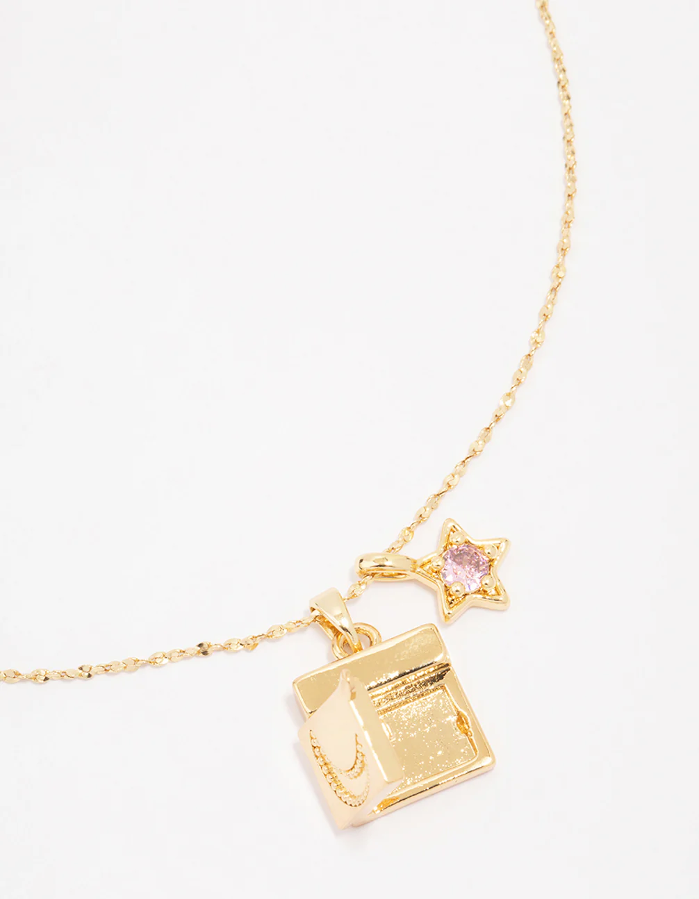 Gold Plated Moon Pendant Necklace - Image 4