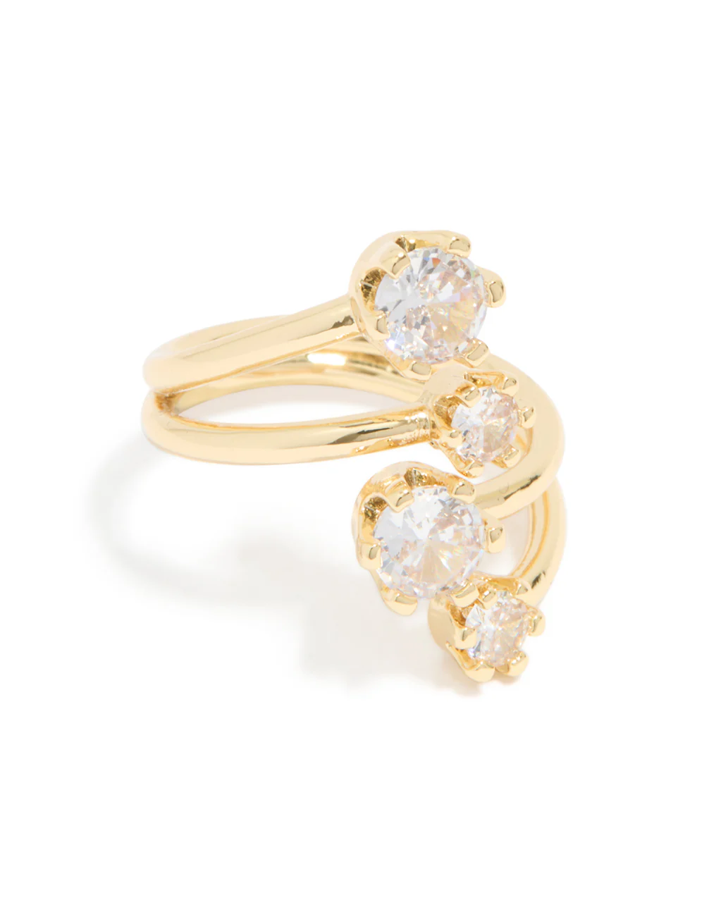 Gold Plated Multi Diamantes Wrap Ring - Image 2