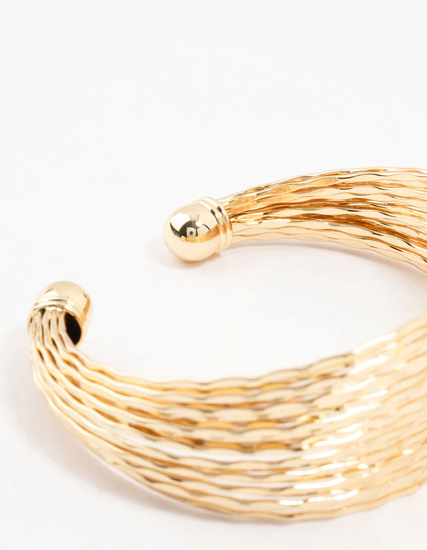 Gold Plated Multi Strand Wrist Cuff - Image 3