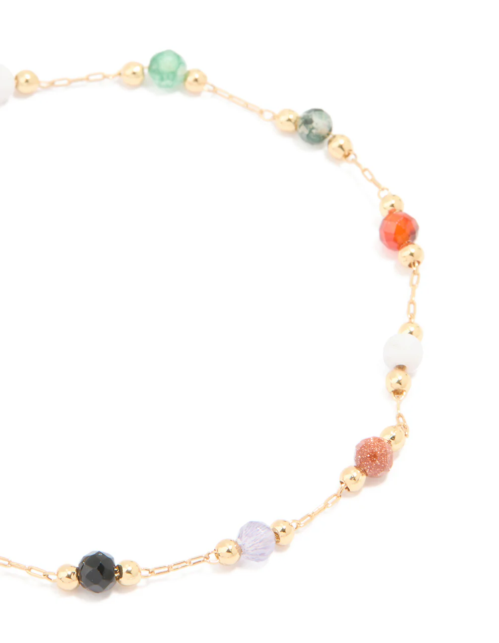 Gold Plated Multicoloured Semi Precious Stone Beaded Bracelet - Image 2