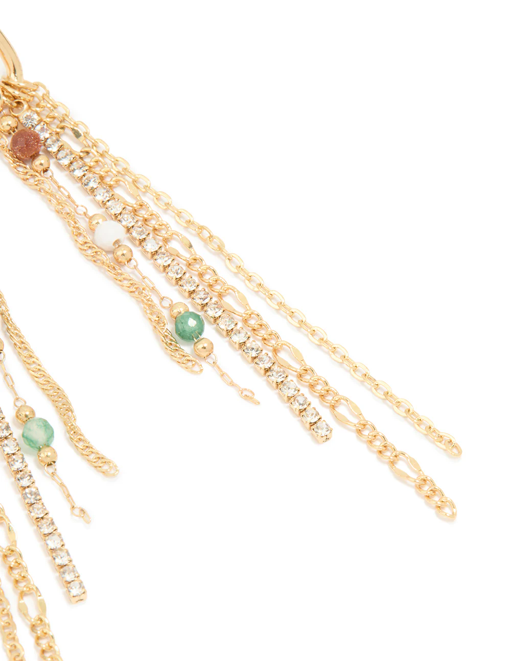 Gold Plated Multicoloured Semi Precious Stone Cup Chain Earrings - Image 5