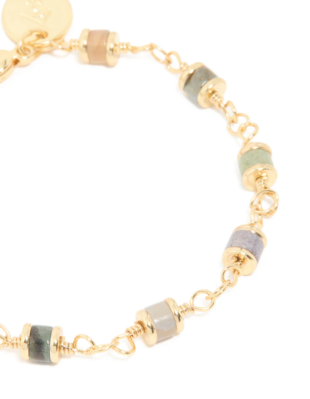 Gold Plated Multicoloured Semi Precious Stone Rondell Bracelet - Image 3