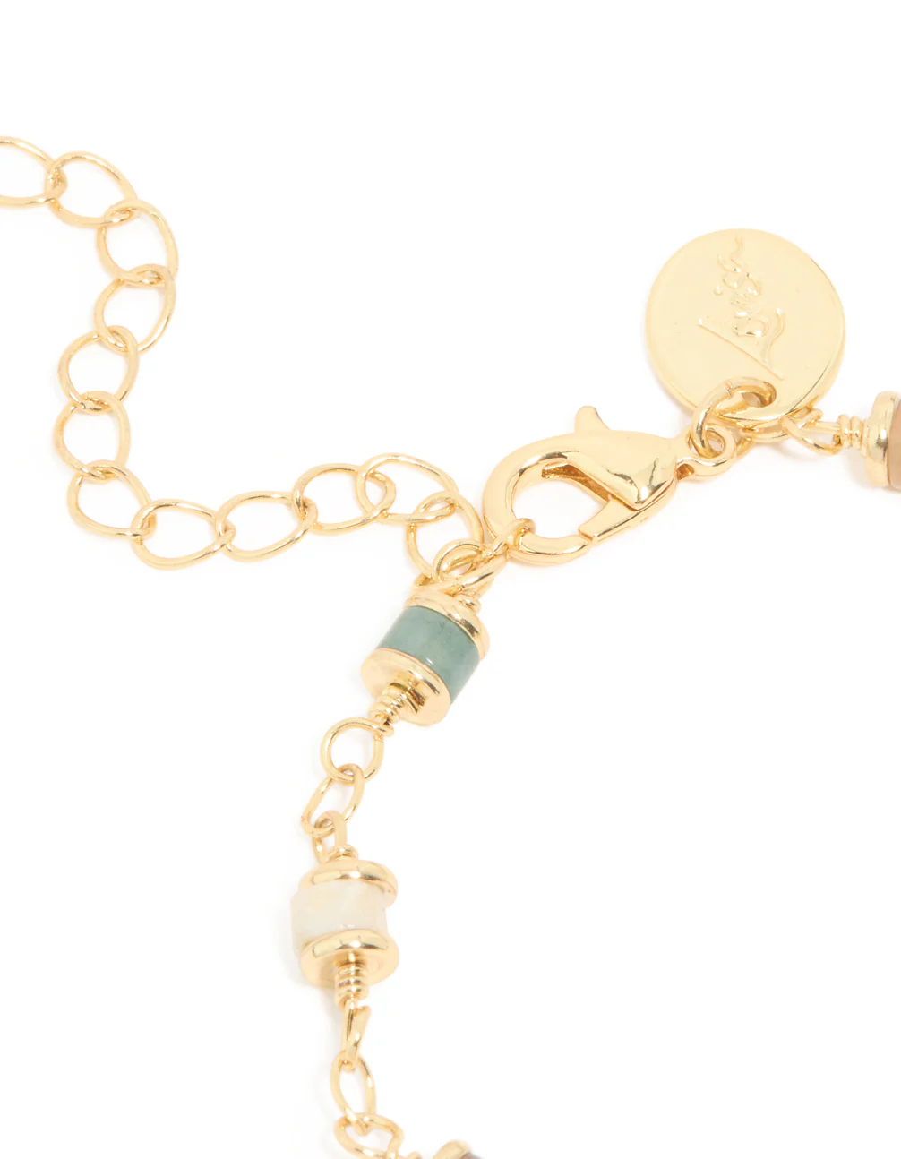 Gold Plated Multicoloured Semi Precious Stone Rondell Bracelet - Image 5