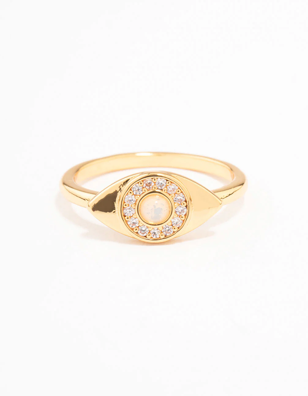 Gold Plated Opulent Cubic Zirconia Evil Eye Ring - Image 2