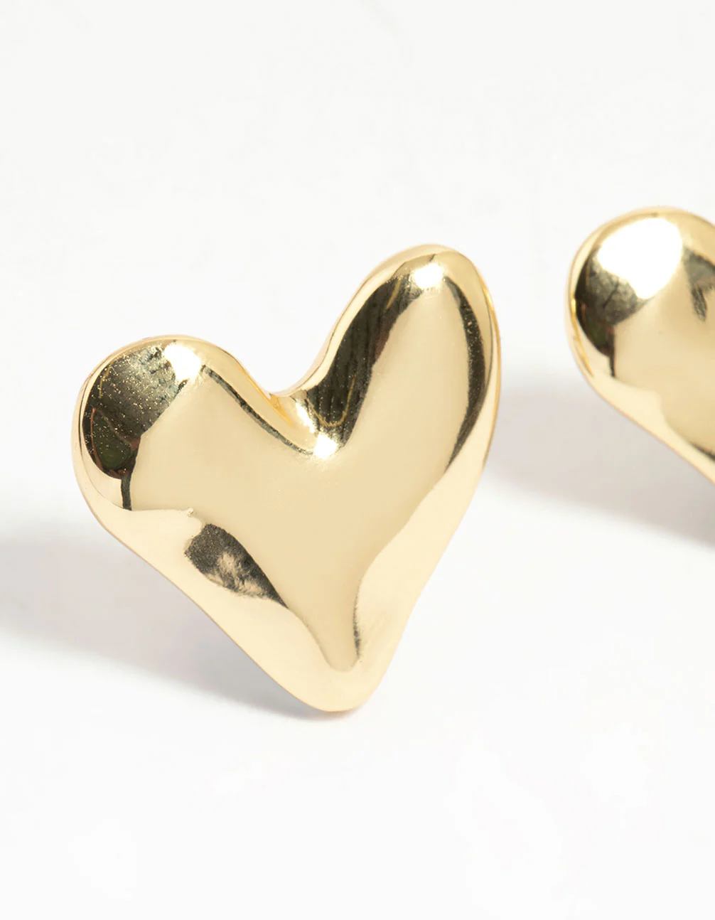 Gold Plated Organic Heart Stud Earrings - Image 4