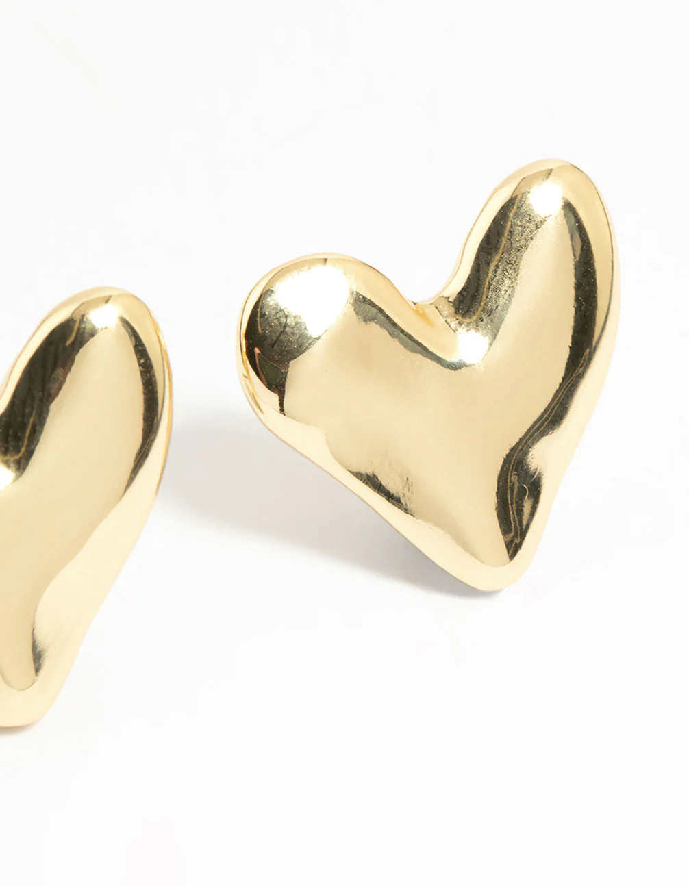 Gold Plated Organic Heart Stud Earrings - Image 5