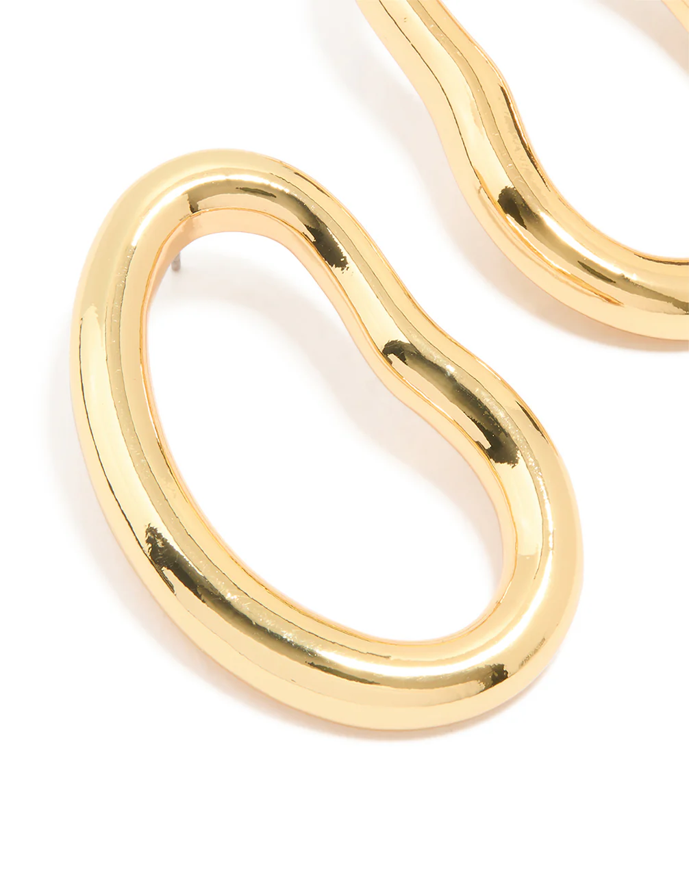 Gold Plated Organic Open Oval Stud Earrings - Image 2