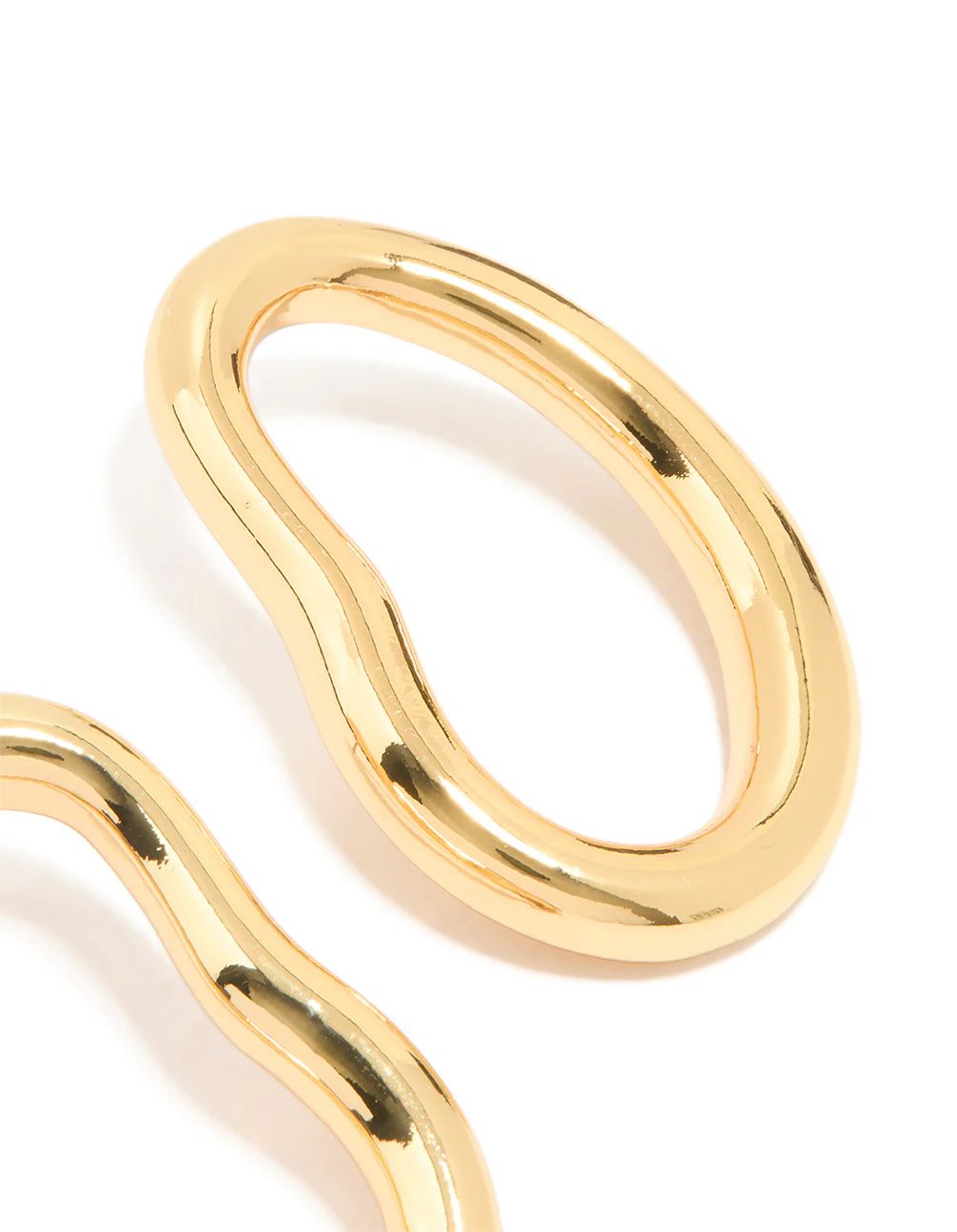 Gold Plated Organic Open Oval Stud Earrings - Image 3