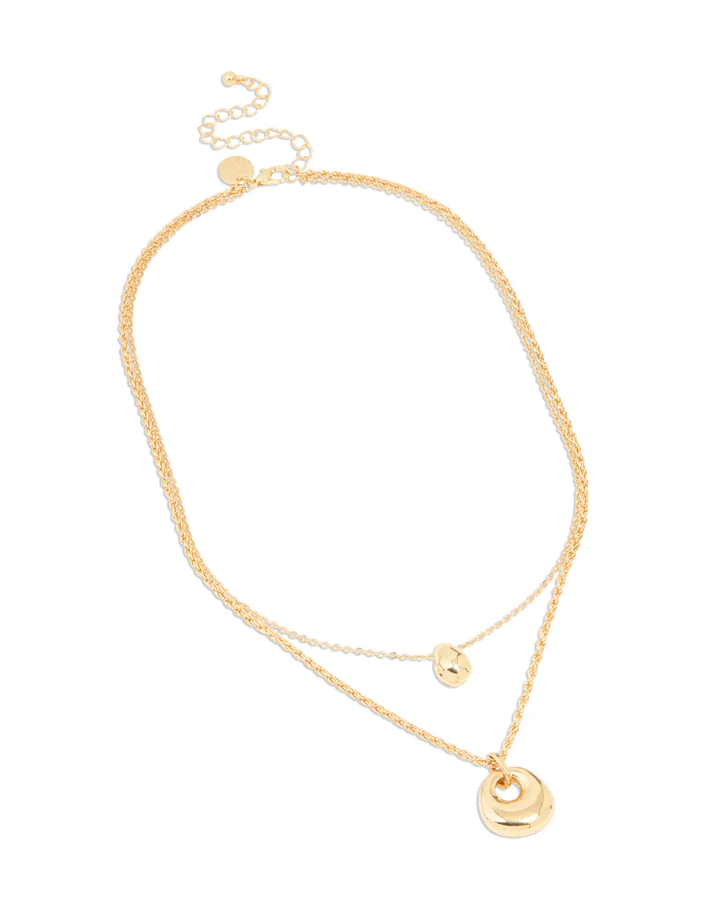 Gold Plated Organic Oval Layered Necklace - Image 2