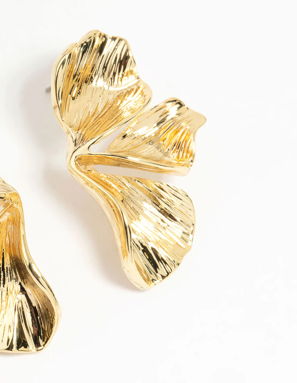 Gold Plated Organic Petal Small Stud Earrings - Image 5