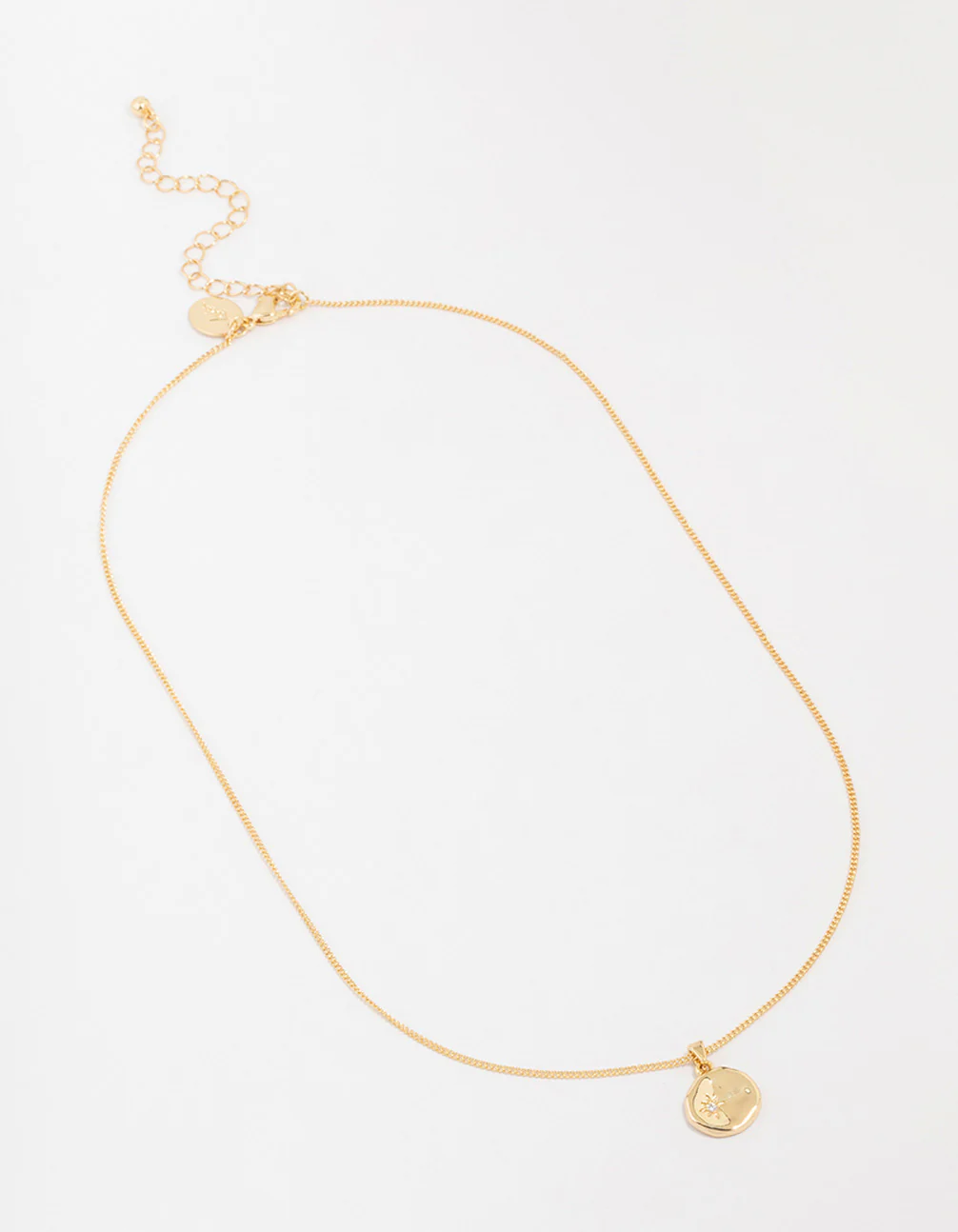 Gold Plated Brass Organic Round Star Pendant Necklace - Image 2