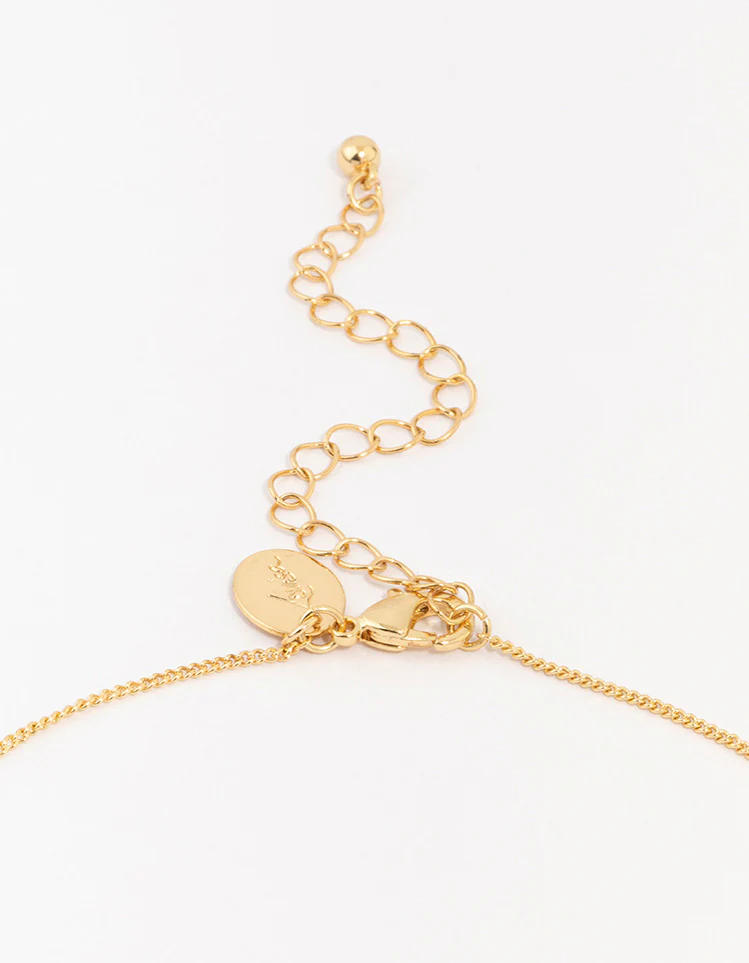 Gold Plated Brass Organic Round Star Pendant Necklace - Image 3