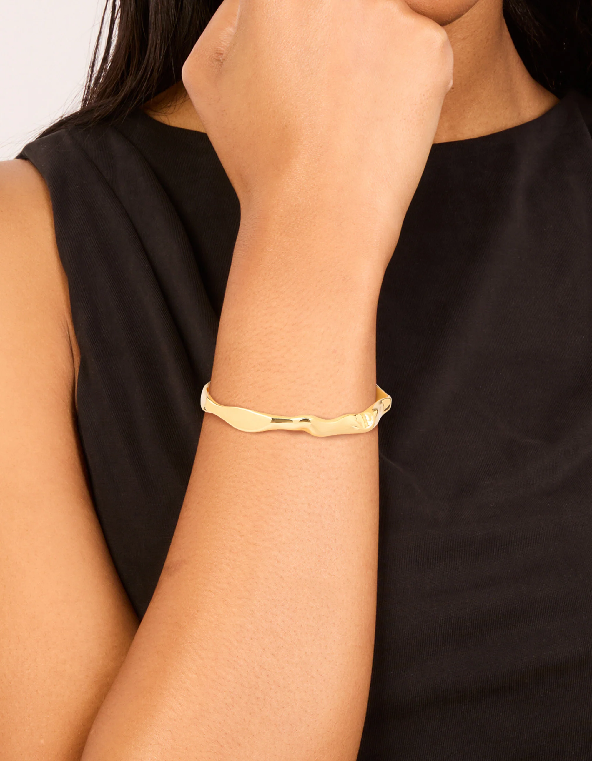 Gold Plated Organic Wavy Wrist Cuff - Image 4