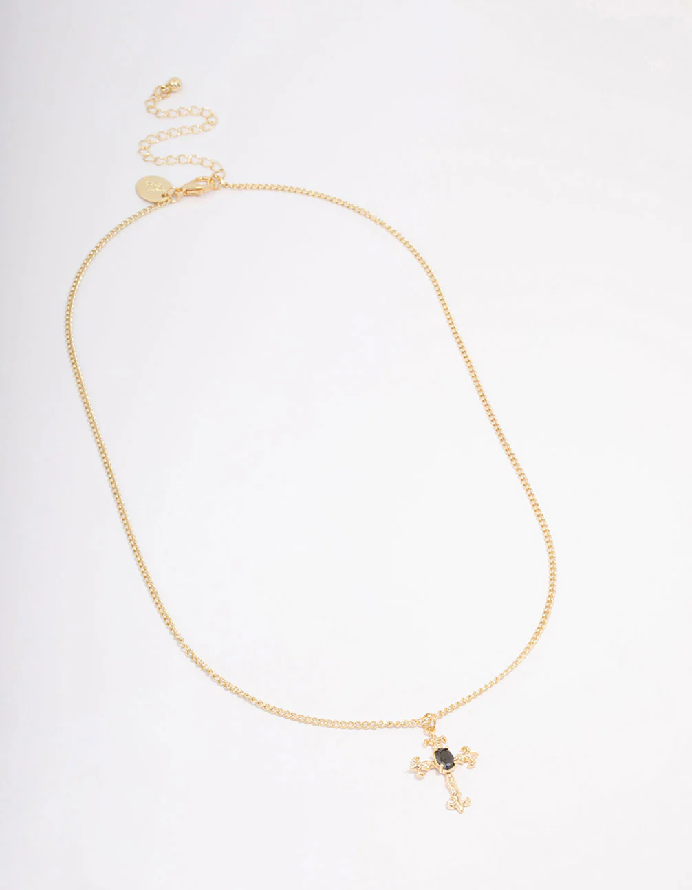 Gold Plated Ornate Cross Pendant Necklace - Image 2