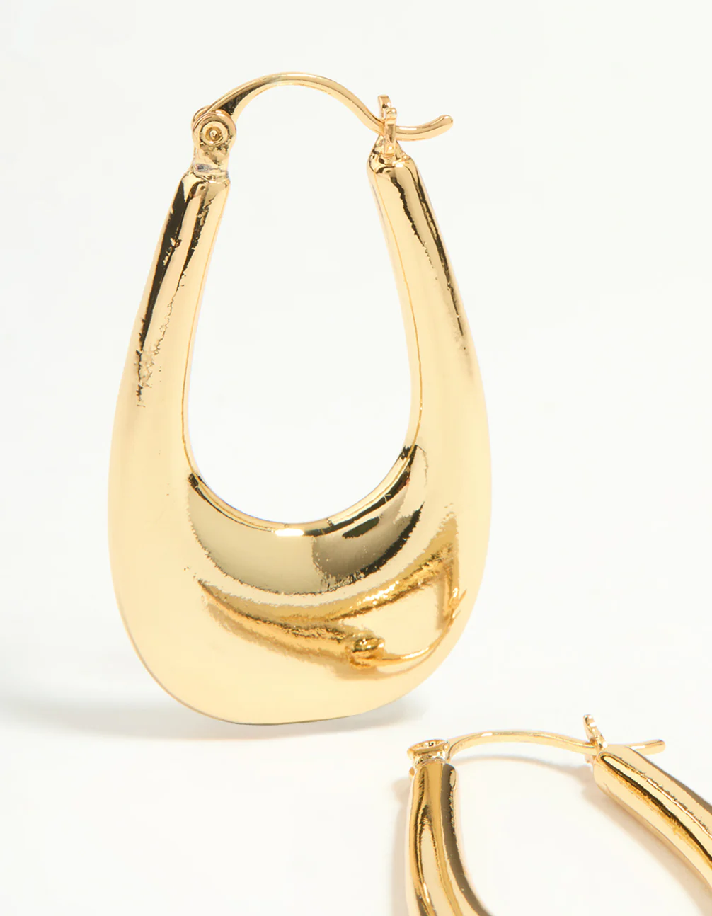 Gold Plated Oval Hoop Earrings - Image 2