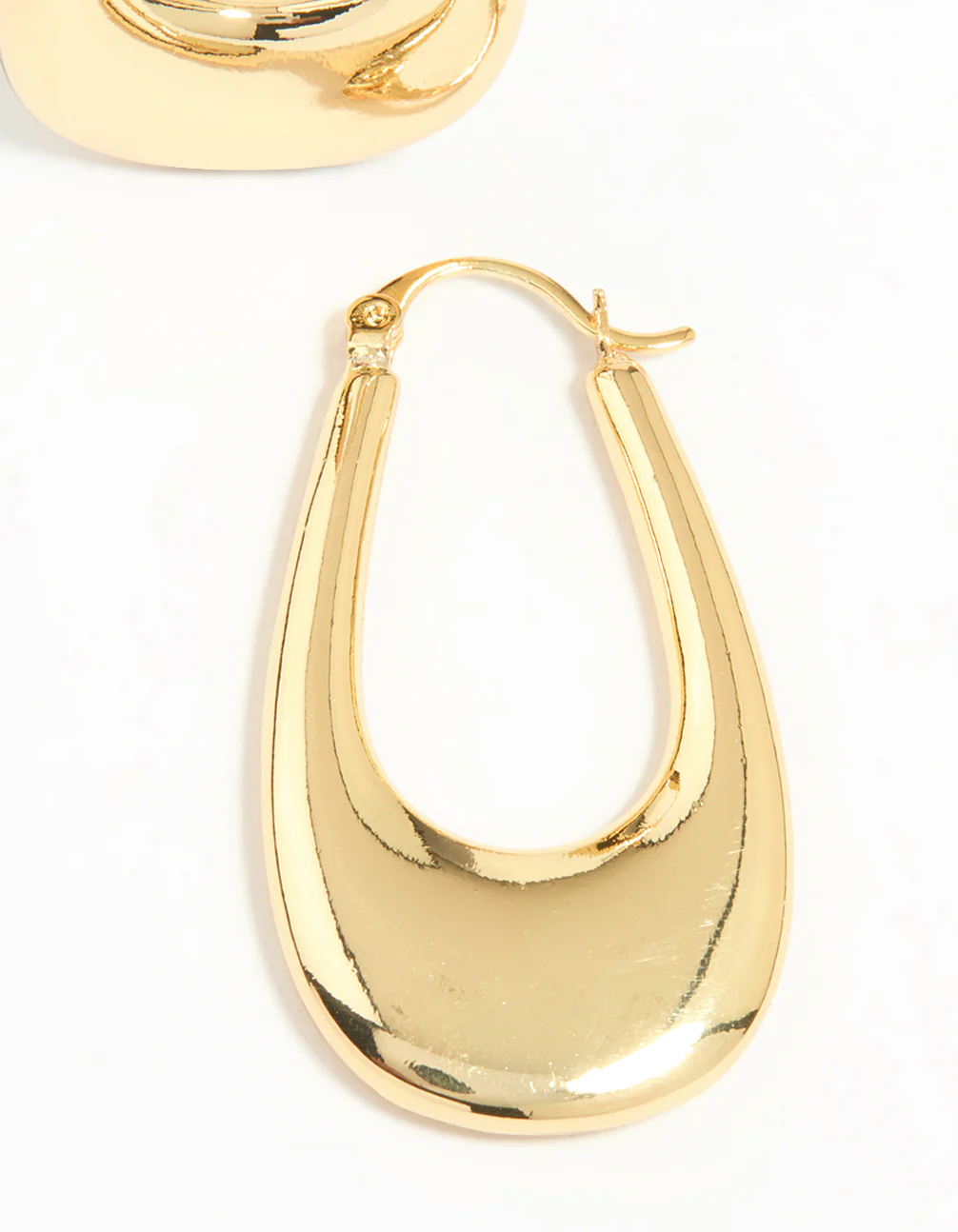 Gold Plated Oval Hoop Earrings - Image 3