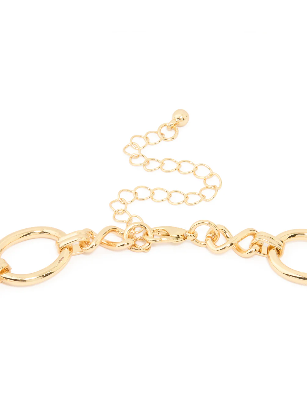 Gold Plated Oval Link Hammered Large Y-Necklace - Image 3