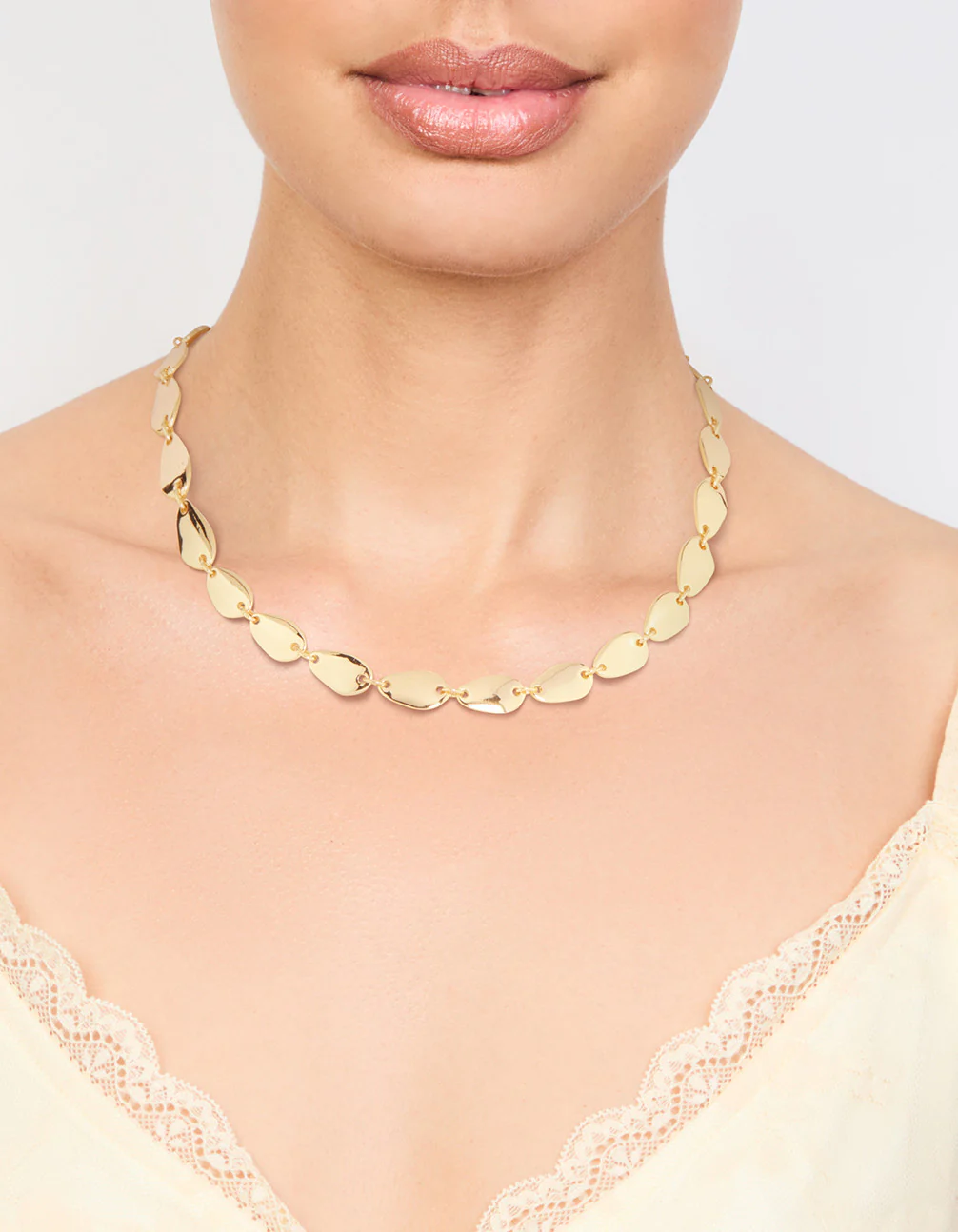 Gold Plated Oval Rondell Link Necklace - Image 3