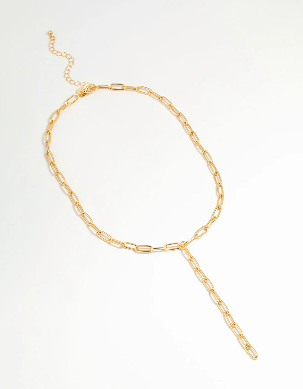 Gold Plated Paperclip Link Chain Y-Necklace - Image 4