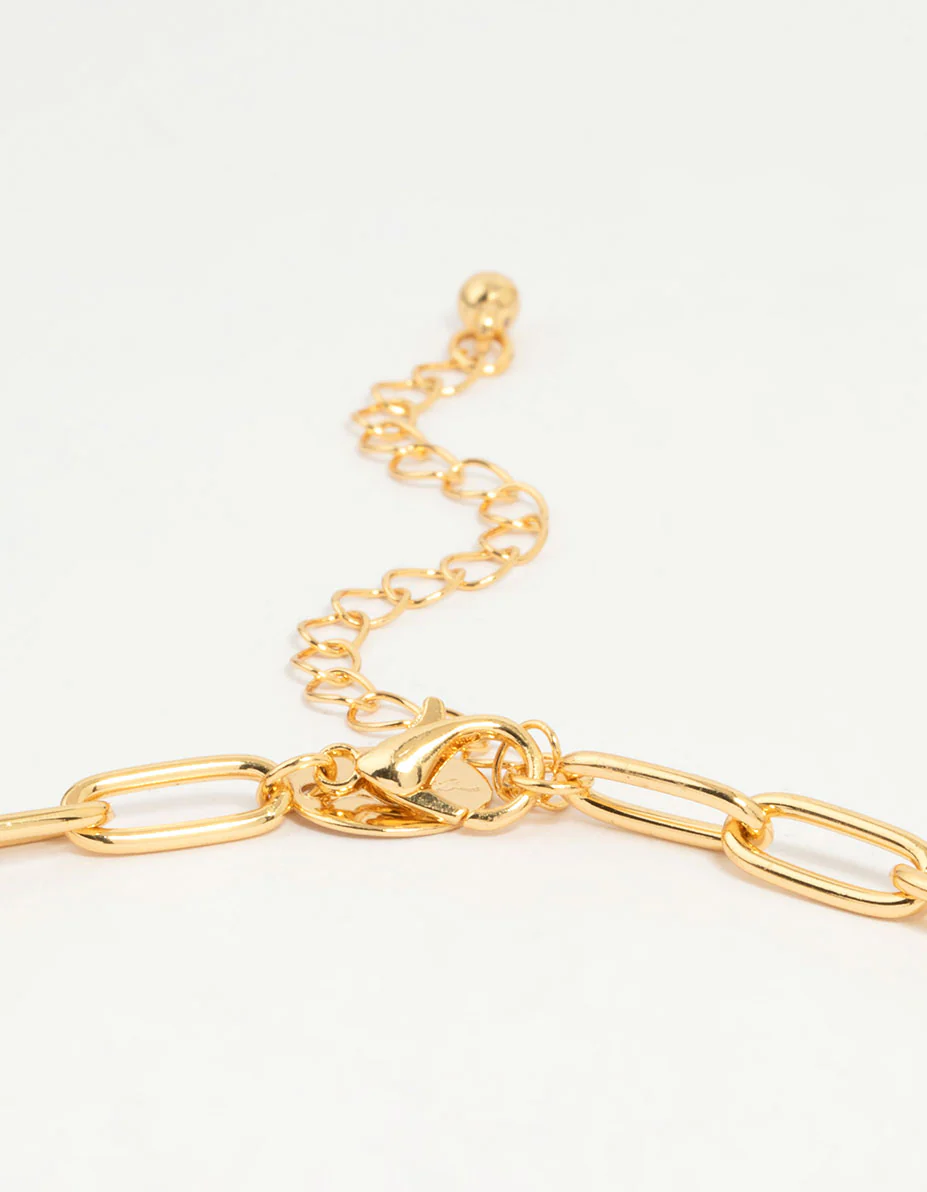 Gold Plated Paperclip Link Chain Y-Necklace - Image 5