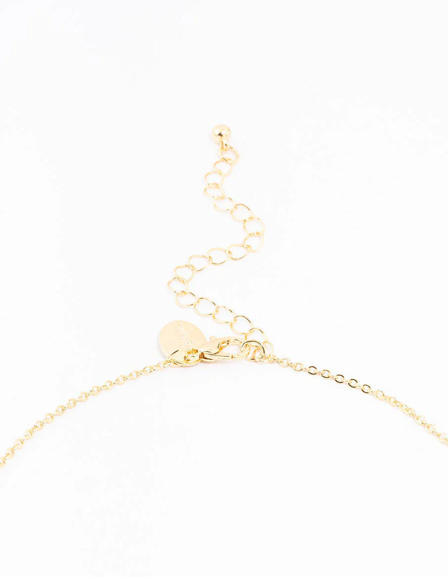 Gold Plated Pave Letter A Necklace - Image 3