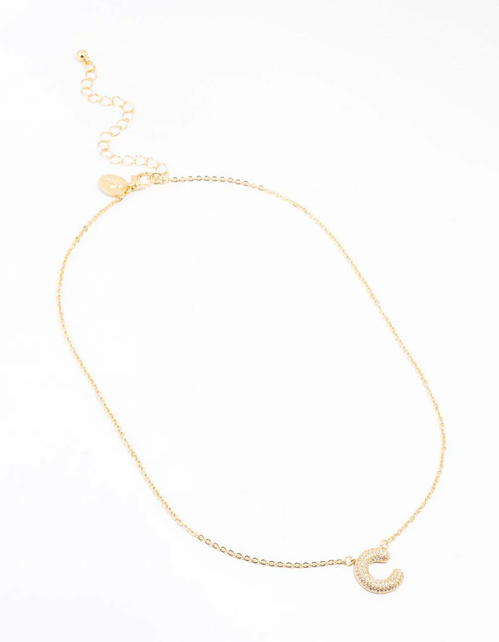 Gold Plated Pave Letter C Necklace - Image 2