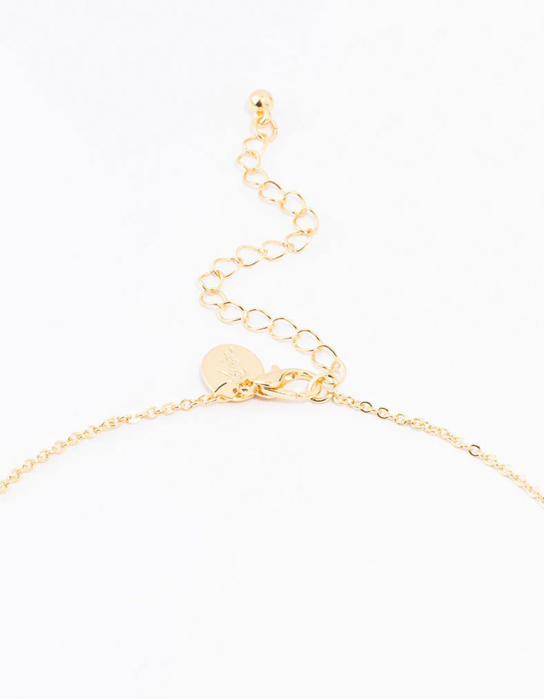 Gold Plated Pave Letter E Necklace - Image 3