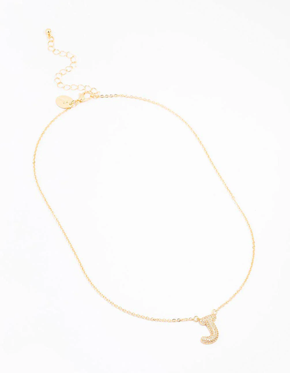 Gold Plated Pave Letter J Necklace - Image 2
