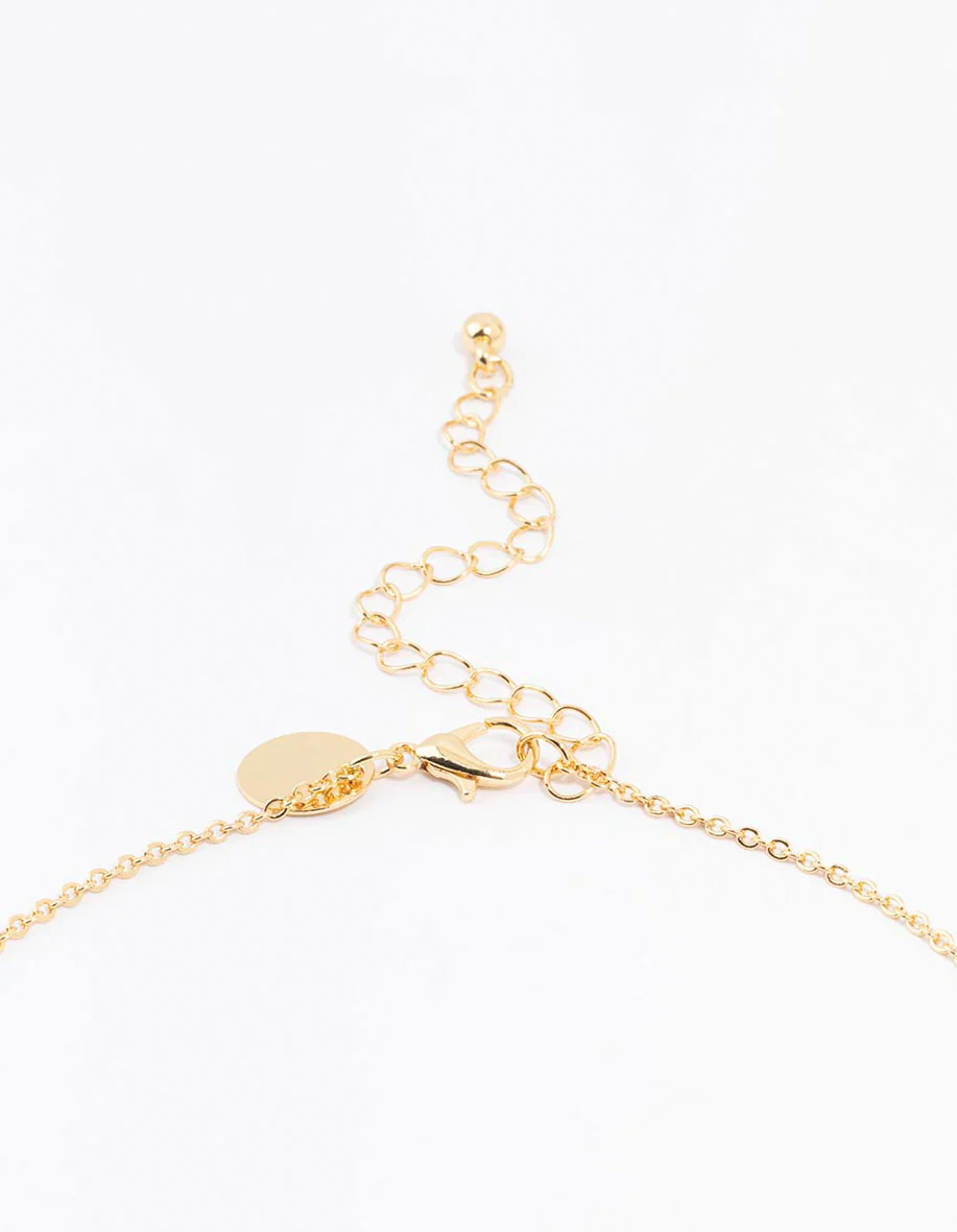 Gold Plated Pave Letter M Necklace - Image 3