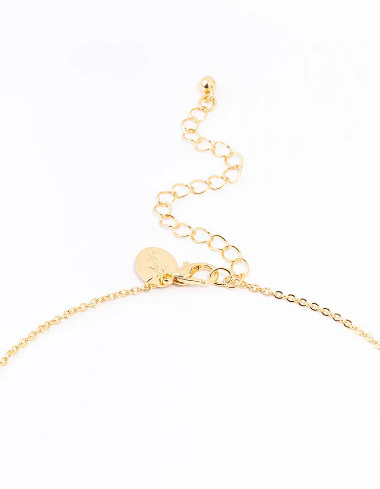 Gold Plated Pave Letter R Necklace - Image 3